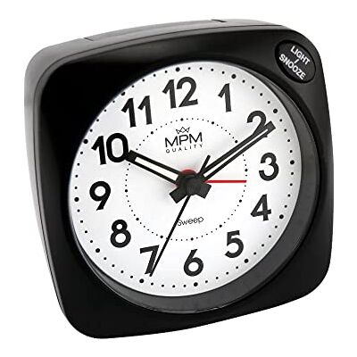 MPM Quality MPM analog väckarklocka plast svart, utan tickande, snooze-funktion, nattljusfunktion, smidig drift MPM Quality MPM analog väckarklocka plast svart, utan tickande, snooze-funktion, nattljusfunktion, smidig drift