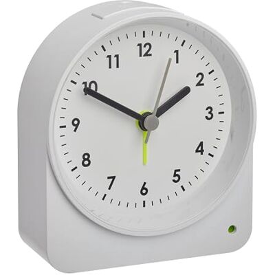 TFA Dostmann analog väckarklocka, 60,1041.02, utan tickande med Sweep-urverk, med bakgrundsbelysning/ljussensor, reseväckarklocka och bordsklocka, med sekundvisare, kvartsur, 10 cm x 9,1 cm, vit TFA Dostmann analog väckarklocka, 60,1041.02, utan tickande med Sweep-urverk, med bakgrundsbelysning/ljussensor, reseväckarklocka och bordsklocka, med sekundvisare, kvartsur, 10 cm x 9,1 cm, vit