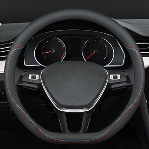 Carodi Bilrattsöverdrag i nappaläder, snygg, halkfri, läderinredning, 38 cm, universell, D-formad, svart Carodi Bilrattsöverdrag i nappaläder, snygg, halkfri, läderinredning, 38 cm, universell, D-formad, svart