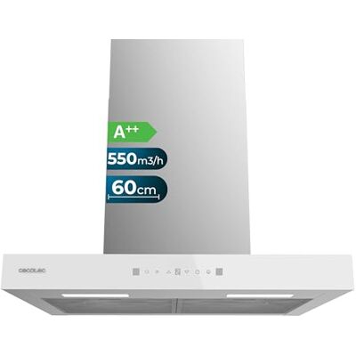 Cecotec Fläktfläkt Flow TT 605500 Glass White A++. 60 cm, 70 W, låg energiförbrukning, sug 550 m3/h, touch-kontroll, 3 nivåer, LED-belysning, kolfilter Cecotec Fläktfläkt Flow TT 605500 Glass White A++. 60 cm, 70 W, låg energiförbrukning, sug 550 m3/h, touch-kontroll, 3 nivåer, LED-belysning, kolfilter