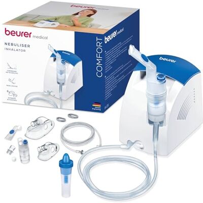 Beurer IH 26 Inhalator, nebulisator med näsdusch och mycket tillbehör, hög nebuliseringsprestanda, inhalationsapparat för behandling av luftvägssjukdomar som astma och förkylning, för barn & vuxna Beurer IH 26 Inhalator, nebulisator med näsdusch och mycket tillbehör, hög nebuliseringsprestanda, inhalationsapparat för behandling av luftvägssjukdomar som astma och förkylning, för barn & vuxna