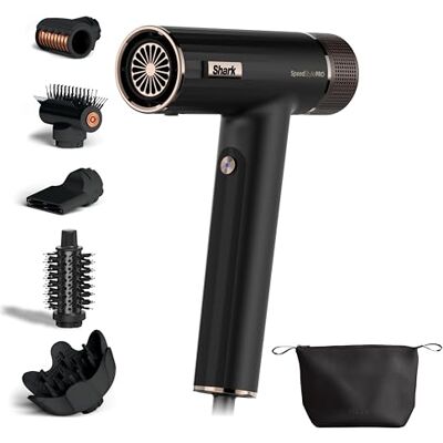 Shark SpeedStyle Pro hårfön, 5 tillbehör, lätt vikt, svart, HD752EU Högpresterande höghastighetshårtork för alla hårtyper, Scalp Shield-teknik, jonisk, undvik värmeskador, inkl. förvaringsväska Shark SpeedStyle Pro hårfön, 5 tillbehör, lätt vikt, svart, HD752EU Högpresterande höghastighetshårtork för alla hårtyper, Scalp Shield-teknik, jonisk, undvik värmeskador, inkl. förvaringsväska