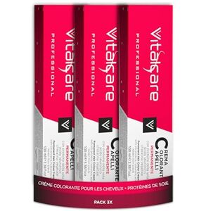 Vitalcare Professional professionell permanent färg, hårfärgningskräm, hårfärgning med silkeprotein, nr 4/5, mahognybrun, flerpack 3 st x 100 ml Vitalcare Professional professionell permanent färg, hårfärgningskräm, hårfärgning med silkeprotein, nr 4/5, mahognybrun, flerpack 3 st x 100 ml