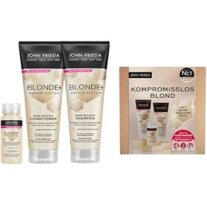 John Frieda Blonde Repair System Förmånsset – Innehåll: Förschampo Behandling, 100 ml, schampo, 250 ml, balsam, 250 ml – Inkluderar gratis MegRhythm ögonmask – Med Bond Building Plex John Frieda Blonde Repair System Förmånsset – Innehåll: Förschampo Behandling, 100 ml, schampo, 250 ml, balsam, 250 ml – Inkluderar gratis MegRhythm ögonmask – Med Bond Building Plex