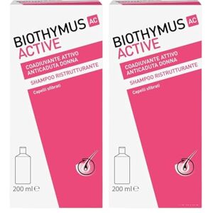 Biothymus Active Kvinna, Återställande Anti-Fallande Schampo, för Fibrerat Hår, 2 Förpackningar om 200 ml Biothymus Active Kvinna, Återställande Anti-Fallande Schampo, för Fibrerat Hår, 2 Förpackningar om 200 ml