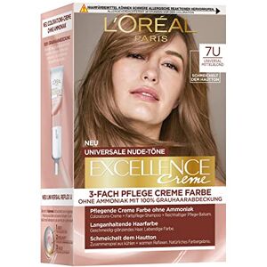 L'Oreal Paris L'Oréal Paris permanent hårfärg för varje hudton, färgning utan ammoniak, universella nude-toner med komplett grått hårskydd, Excellence Creme, nr 7U medium blond (Blond), 1 styck L'Oreal Paris L'Oréal Paris permanent hårfärg för varje hudton, färgning utan ammoniak, universella nude-toner med komplett grått hårskydd, Excellence Creme, nr 7U medium blond (Blond), 1 styck