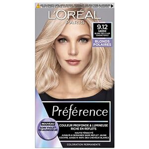 L'Oreal Paris permanent hårfärg lång och ljus utan gula reflektioner täcker 100% vitt hår preferens nyans: Sibirien 9.12, mycket ljus blond aska pärlstav L'Oreal Paris permanent hårfärg lång och ljus utan gula reflektioner täcker 100% vitt hår preferens nyans: Sibirien 9.12, mycket ljus blond aska pärlstav