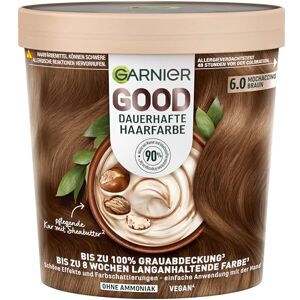 Garnier GOOD permanent hårfärg 6,0 mochaccino brun, permanent färgning, utan ammoniak, upp till 100% grå täckning, upp till 8 veckor långvarig färg, enkel användning, behaglig doft, 1 st. Garnier GOOD permanent hårfärg 6,0 mochaccino brun, permanent färgning, utan ammoniak, upp till 100% grå täckning, upp till 8 veckor långvarig färg, enkel användning, behaglig doft, 1 st.