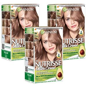 Garnier Krämfärgning, färgning för hår, permanent hårfärg med 3 närande oljor, nötter, naturlig mellanblond 7N Nude, 3 x 1 st Garnier Krämfärgning, färgning för hår, permanent hårfärg med 3 närande oljor, nötter, naturlig mellanblond 7N Nude, 3 x 1 st