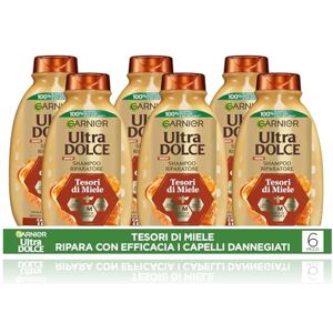 Garnier Ultra Sweet Honey Treasures, Multi Pack x6 Shampoo, 94% Naturligt ursprung, Skadat hår, Silikonfritt, 300ml Garnier Ultra Sweet Honey Treasures, Multi Pack x6 Shampoo, 94% Naturligt ursprung, Skadat hår, Silikonfritt, 300ml