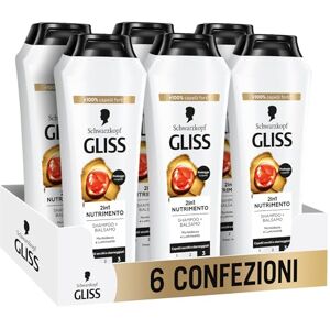 Gliss Schwarzkopf 2in1 Näringsschampo och balsam, hälsosamt hår, mjukhet och ljusstyrka, för normalt hår, med hydrolyserat keratin och blommig nektar, 6-pack x 250 ml Gliss Schwarzkopf 2in1 Näringsschampo och balsam, hälsosamt hår, mjukhet och ljusstyrka, för normalt hår, med hydrolyserat keratin och blommig nektar, 6-pack x 250 ml