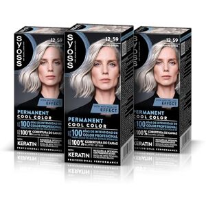 Syoss Permanent cool färg 12–59 askblond platinablond, nyanserande hårfärg och intensiv keratinmask, för professionell täckning av grått hår, långvarig färg, 3-pack Syoss Permanent cool färg 12–59 askblond platinablond, nyanserande hårfärg och intensiv keratinmask, för professionell täckning av grått hår, långvarig färg, 3-pack