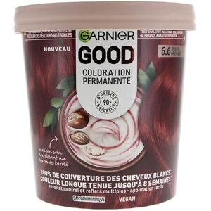 Garnier Permanent hårfärg ammoniakfri 90% naturliga ingredienser och vegansk formel sheasmör 100% täckning för vitt hår Granatäpple röd (6,6) Garnier Permanent hårfärg ammoniakfri 90% naturliga ingredienser och vegansk formel sheasmör 100% täckning för vitt hår Granatäpple röd (6,6)