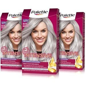 Schwarzkopf Palett Intensive Cream Color U71 silvergrå, permanent hårfärg med macadamiaolja och mandelolja, täcker 100% grått hår och rötter för strålande färg, 3 stycken Schwarzkopf Palett Intensive Cream Color U71 silvergrå, permanent hårfärg med macadamiaolja och mandelolja, täcker 100% grått hår och rötter för strålande färg, 3 stycken