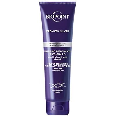 BIOPOINT Cromatix Silver Antigult återupplivande balsam för vitt, grått och blont hår, neutraliserande reflektioner, ger glans och fuktgivande, 150 ml BIOPOINT Cromatix Silver Antigult återupplivande balsam för vitt, grått och blont hår, neutraliserande reflektioner, ger glans och fuktgivande, 150 ml