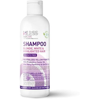 SLESS HAIRCARE 250 ml sprayschampo för blont hår, violett pigment för neutralisering av gula och orange reflektioner, återfuktning och näring med prebiotika, ricinolja och panthenol SLESS HAIRCARE 250 ml sprayschampo för blont hår, violett pigment för neutralisering av gula och orange reflektioner, återfuktning och näring med prebiotika, ricinolja och panthenol