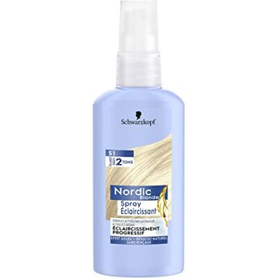Schwarzkopf nordisk blond S1 ljusspray progressiv blekning lyser upp till 2 toner soleffekt naturligt resultat aktiverad av värme ingen sköljning 125 ml Schwarzkopf nordisk blond S1 ljusspray progressiv blekning lyser upp till 2 toner soleffekt naturligt resultat aktiverad av värme ingen sköljning 125 ml