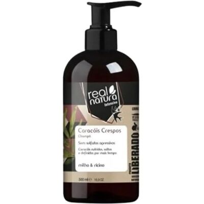 Real Natura Caracóis Crespos schampo definition och mjukhet balanserad hydrering, sulfatfri skydd och glans Real Natura Caracóis Crespos schampo definition och mjukhet balanserad hydrering, sulfatfri skydd och glans