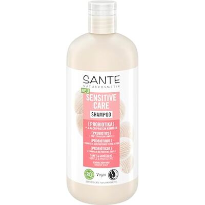 Sante Naturkosmetik Sensitive Care Shampoo Probiotika 3-faldigt proteinkomplex, veganskt hårschampo för förstärkt och fuktförsörjt hår, lämpligt för känslig hårbotten, 500 ml Sante Naturkosmetik Sensitive Care Shampoo Probiotika 3-faldigt proteinkomplex, veganskt hårschampo för förstärkt och fuktförsörjt hår, lämpligt för känslig hårbotten, 500 ml
