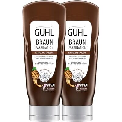 Guhl Braun fascination balsam 2-pack – innehåll: 2 x 200 ml – hårtyp: brunett, brun – berikad med bruna färgpigment – dermatologiskt bekräftad – tillverkad i Tyskland Guhl Braun fascination balsam 2-pack – innehåll: 2 x 200 ml – hårtyp: brunett, brun – berikad med bruna färgpigment – dermatologiskt bekräftad – tillverkad i Tyskland