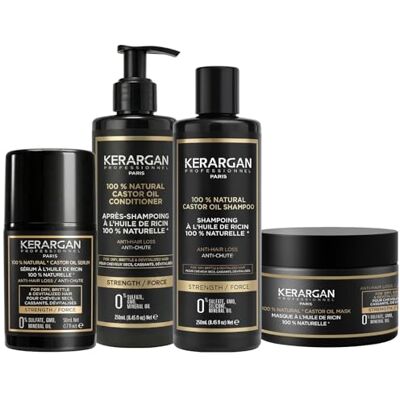 KERARGAN Set med anti-fall schampo, balsam, mask och serum med ricinolja för trött, torrt, sprött hår främjar tillväxt sulfatfri, silikon 3 x 250 ml 1 x 50 ml KERARGAN Set med anti-fall schampo, balsam, mask och serum med ricinolja för trött, torrt, sprött hår främjar tillväxt sulfatfri, silikon 3 x 250 ml 1 x 50 ml
