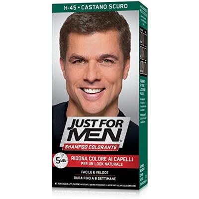 Just for men Shampoo Colorante H45 Castano Scuro Attivatore Chiaro 38,5 Ml + Base Colore 27,5 Ml Just for men Shampoo Colorante H45 Castano Scuro Attivatore Chiaro 38,5 Ml + Base Colore 27,5 Ml