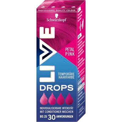 LIVE Schwarzkopf Color Drops kronblad rosa (30 ml), doserbara färgdroppar för en individuell look, nyans för blandning med balsam, tillfällig färgning håller upp till 12 hårtvättar LIVE Schwarzkopf Color Drops kronblad rosa (30 ml), doserbara färgdroppar för en individuell look, nyans för blandning med balsam, tillfällig färgning håller upp till 12 hårtvättar