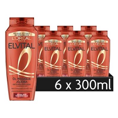 L'Oreal Paris L'Oréal Paris Elvital Intensivt vårdande schampo för mer mjukhet och briljans, med rik jojobaolja, olja Magique Jojoba, 6 x 300 ml L'Oreal Paris L'Oréal Paris Elvital Intensivt vårdande schampo för mer mjukhet och briljans, med rik jojobaolja, olja Magique Jojoba, 6 x 300 ml