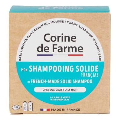 Corine de Farme Massivt schampo med fet hår med renande grön lera Miljövänlig och vegansk formel Sulfatfri och inte heller parabener, naturlig kosmetika 75 gram Corine de Farme Massivt schampo med fet hår med renande grön lera Miljövänlig och vegansk formel Sulfatfri och inte heller parabener, naturlig kosmetika 75 gram