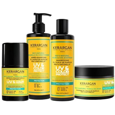 KERARGAN Komplett vård UV-skydd med marulaolja för torrt och färgat hår schampo, schampo, mask, serum sulfatfri, GMO, mineralolja 3 x 250 ml + 1 x 50 ml KERARGAN Komplett vård UV-skydd med marulaolja för torrt och färgat hår schampo, schampo, mask, serum sulfatfri, GMO, mineralolja 3 x 250 ml + 1 x 50 ml