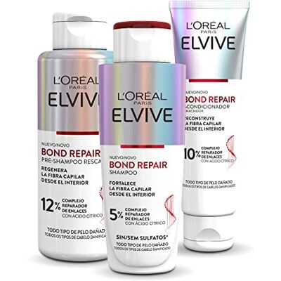 L'Oreal Paris L'Oréal Paris Elvive Bond Repair bröstreparation före schampo, sulfatfritt schampo, djup återuppbyggnad balsam, behandling för reparation av skadat hår, flerfärgad L'Oreal Paris L'Oréal Paris Elvive Bond Repair bröstreparation före schampo, sulfatfritt schampo, djup återuppbyggnad balsam, behandling för reparation av skadat hår, flerfärgad