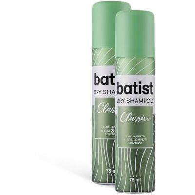Batist Klassiskt torrschampo, återupplivande torrschampo för perfekt hår på bara 3 minuter, vattenfritt, torrt schampo lämpligt för alla hårtyper, 2 x 75 ml, Made in Italy Batist Klassiskt torrschampo, återupplivande torrschampo för perfekt hår på bara 3 minuter, vattenfritt, torrt schampo lämpligt för alla hårtyper, 2 x 75 ml, Made in Italy