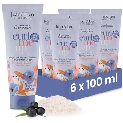 Jean & Len Dromlockar Curling Cream Rismjölk & Acaibär, för lockigt & naturligt vågigt hår, curly girl-vänlig, definierar & ger spänst, lockkräm, utan silikoner, vegansk, 6 x 100 ml Jean & Len Dromlockar Curling Cream Rismjölk & Acaibär, för lockigt & naturligt vågigt hår, curly girl-vänlig, definierar & ger spänst, lockkräm, utan silikoner, vegansk, 6 x 100 ml