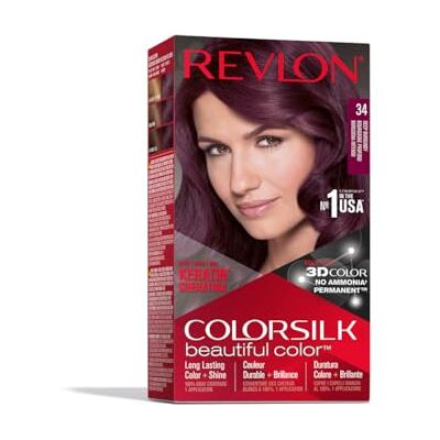 REVLON ColorSilk Permanent Hårfärg Gör-det-själv Hemma, Ammoniakfri och berikad med Keratin, 34 Intensiv Burgundy 100 g REVLON ColorSilk Permanent Hårfärg Gör-det-själv Hemma, Ammoniakfri och berikad med Keratin, 34 Intensiv Burgundy 100 g