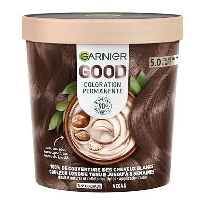 Garnier Permanent färgning ammoniakfri 90% ingredienser av naturligt ursprung sheasmör 100% vitt hår täckning GOOD ljus kastanj kaffe 5.0 Garnier Permanent färgning ammoniakfri 90% ingredienser av naturligt ursprung sheasmör 100% vitt hår täckning GOOD ljus kastanj kaffe 5.0