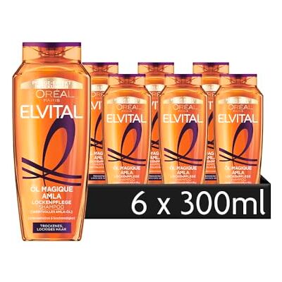 L'Oreal Paris L'Oréal Paris Elvital schampo för lockigt hår, med rik amlaolja för definierade och svepande lockar, olja Magique Amla, 6 x 300 ml L'Oreal Paris L'Oréal Paris Elvital schampo för lockigt hår, med rik amlaolja för definierade och svepande lockar, olja Magique Amla, 6 x 300 ml