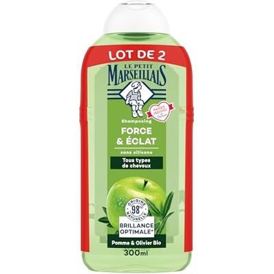 Le Petit Marseillais Pomme & Olivier Bio Force & Éclat Schampo (2 x 300 ml) Silikonfritt för Normalt Hår 98% Naturligt Ursprung Le Petit Marseillais Pomme & Olivier Bio Force & Éclat Schampo (2 x 300 ml) Silikonfritt för Normalt Hår 98% Naturligt Ursprung
