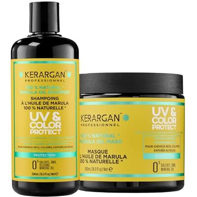 KERARGAN – UV-skyddande Schampo och Hårinpackning med Marulaolja för Torrt och Färgat Hår – Återfuktar, Skyddar, Intensivt Reparerar – Utan Sulfater, Silikoner, GMO, Mineralolja – 2x500 ml KERARGAN – UV-skyddande Schampo och Hårinpackning med Marulaolja för Torrt och Färgat Hår – Återfuktar, Skyddar, Intensivt Reparerar – Utan Sulfater, Silikoner, GMO, Mineralolja – 2x500 ml