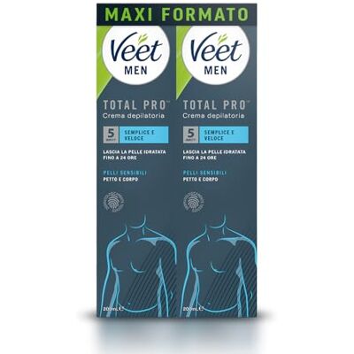 Veet Men hårborttagningskräm för män, bröst och kropp, känslig hud, dermatologiskt testad, fördelaktigt format 400 ml (2 förpackningar x 200 ml) Veet Men hårborttagningskräm för män, bröst och kropp, känslig hud, dermatologiskt testad, fördelaktigt format 400 ml (2 förpackningar x 200 ml)