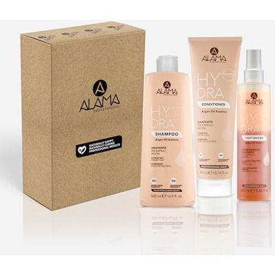 A ALAMA Alama Professional Kit Hydra: Hydrar schampo 500ml, Hydra balsam 300ml, Bifasisk spray Fuktgivande 250ml A ALAMA Alama Professional Kit Hydra: Hydrar schampo 500ml, Hydra balsam 300ml, Bifasisk spray Fuktgivande 250ml