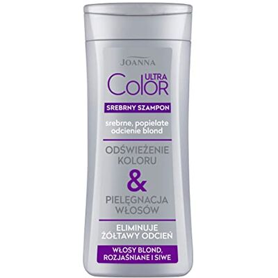 Joanna Ultra Color silverschampo – schampo för kvinnor – färgförstärkande schampo – neutralisering av oönskade gula toner – underlättar kamningen av håret – silvernyanser 400 ml Joanna Ultra Color silverschampo – schampo för kvinnor – färgförstärkande schampo – neutralisering av oönskade gula toner – underlättar kamningen av håret – silvernyanser 400 ml