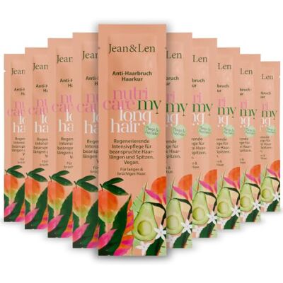 Jean & Len Nutri Care Long Hair hårinpackning med mango och avokado minskar håravbrott, ger intensiv vård åt långt och kraftigt skadat hår, hårinpackning utan silikoner och parabener Jean & Len Nutri Care Long Hair hårinpackning med mango och avokado minskar håravbrott, ger intensiv vård åt långt och kraftigt skadat hår, hårinpackning utan silikoner och parabener