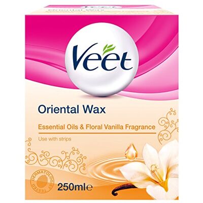 Veet Orientaliskt varmvax, mikrovågsugn lämplig burk, med eteriska oljor och blomvaniljarom, 250 ml Veet Orientaliskt varmvax, mikrovågsugn lämplig burk, med eteriska oljor och blomvaniljarom, 250 ml
