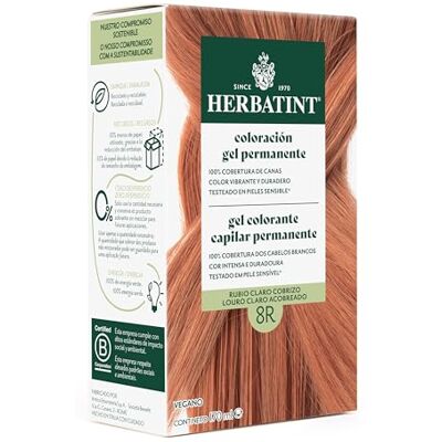 Herbatint Hårfärgning i 8R ljusblond, kobrusblond, 170 ml, ammoniakfri, optimal täckning av grått hår med 8 organiska extrakt, perfekt för känslig hud Herbatint Hårfärgning i 8R ljusblond, kobrusblond, 170 ml, ammoniakfri, optimal täckning av grått hår med 8 organiska extrakt, perfekt för känslig hud