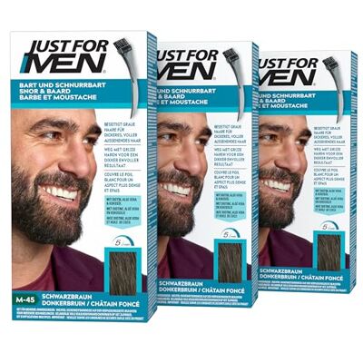 Just for men skägg och mustasch, svartbrun (M45), 3 x 28 g Skäggfärg, skäggtoning för män, enkel användning, eliminerar grått hår för ett fylligare, naturligt utseende Just for men skägg och mustasch, svartbrun (M45), 3 x 28 g Skäggfärg, skäggtoning för män, enkel användning, eliminerar grått hår för ett fylligare, naturligt utseende