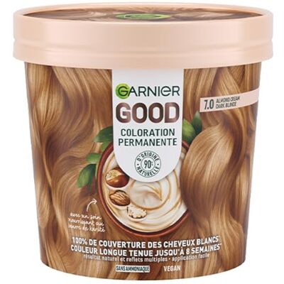 Garnier Permanent färgning ammoniakfri 90 % naturliga ingredienser och vegansk formel sheasmör 100 % vitt hår täckning mörkblond mandel (7,0) Good Garnier Permanent färgning ammoniakfri 90 % naturliga ingredienser och vegansk formel sheasmör 100 % vitt hår täckning mörkblond mandel (7,0) Good