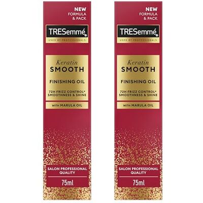 TRESemmé Hårolja Keratin Smooth för 72 h frizzkontroll*, släthet och glans, hårbehandling med marulaolja 75 ml 2-pack TRESemmé Hårolja Keratin Smooth för 72 h frizzkontroll*, släthet och glans, hårbehandling med marulaolja 75 ml 2-pack