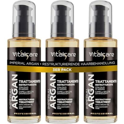 Vitalcare Imperial Argan Återstrukturerande hårbehandling med arganolja, linolja, oljekomplex för torrt och skadat hår, 3 x 100 ml Vitalcare Imperial Argan Återstrukturerande hårbehandling med arganolja, linolja, oljekomplex för torrt och skadat hår, 3 x 100 ml