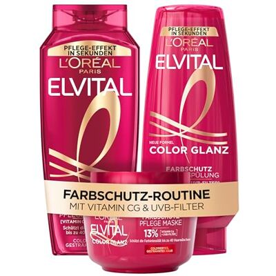 L'Oreal Paris L'Oréal Paris Hårvårdsset: Färgskydd Schampo 300 ml, Balsam 250 ml & Närande Mask 300 ml, För Färgat, Tonat eller Slingat Hår Skyddar Skönheten i Hårfärgen, Bevarar Färgintensitet & Ljusstyrka L'Oreal Paris L'Oréal Paris Hårvårdsset: Färgskydd Schampo 300 ml, Balsam 250 ml & Närande Mask 300 ml, För Färgat, Tonat eller Slingat Hår Skyddar Skönheten i Hårfärgen, Bevarar Färgintensitet & Ljusstyrka
