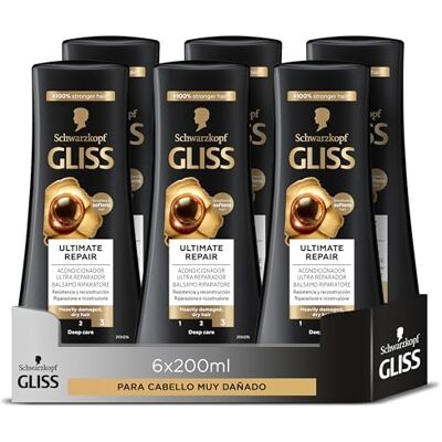 Gliss Ultra Repair Ultimate Repair Balsam för kraftigt skadat hår med flytande keratin, 6 st på 200 ml (1 200 ml) Gliss Ultra Repair Ultimate Repair Balsam för kraftigt skadat hår med flytande keratin, 6 st på 200 ml (1 200 ml)